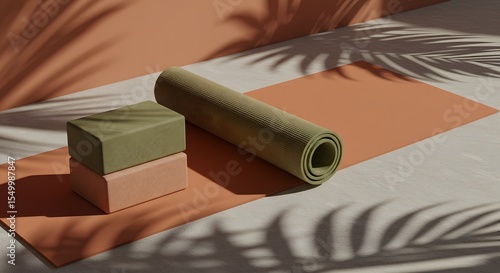 Terracotta and Olive Yoga Set in Tropical Light