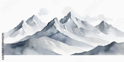 High-alpine winter panorama: a stunning view of snow-capped mountains and icy glaciers under a vast blue sky