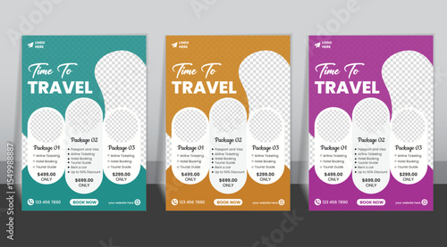Modern editable vector travel flyer design template for A4 size