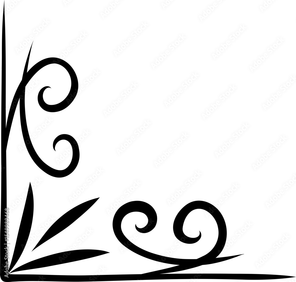 Fototapeta premium Flourish Corner Ornament Featuring Leaf Accent
