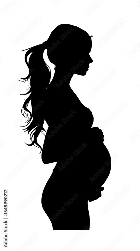 a black silhouette of a pregnant woman holding her baby baby, belly, black, hold, pregnant, silhouette, woman , Generative art. a black silhouette of a pregnant woman holding her baby baby, belly, black, hold, pregnant, silhouette, woman , Generative art.