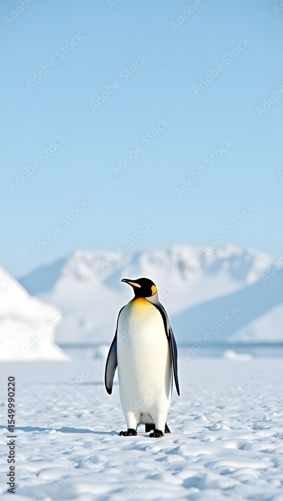 Obraz premium Emperor penguins standing on snow and ice in Antarctica