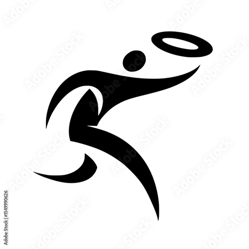 abstract symbol of a man with a ball or frisbee abstract, ball, black, frisbee, icon, logo, man, people, symbol , Generative art.