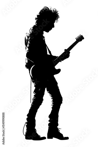 a silhouette of a man playing an electric guitar black, guitar, man, play, silhouette , Generative art.