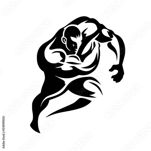 a black and white illustration of a rugby player running ball, black, illustration, rugby player, run, silhouette , Generative art.
