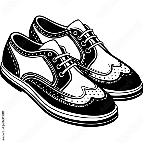 Pair of classic wingtip shoes isolated on white background
