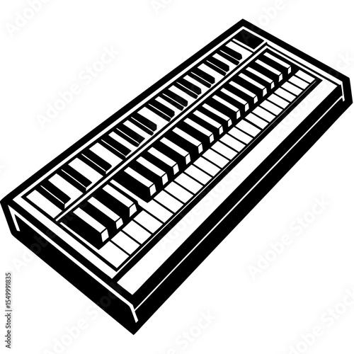 Electronic piano keyboard isolated on white background