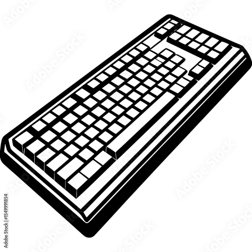 Black and white keyboard isolated on white background in vector format