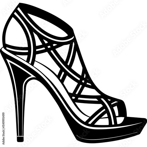 Elegant high heel shoe with a stiletto heel isolated on white background