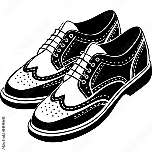 Pair of classic brogue shoes isolated on white background