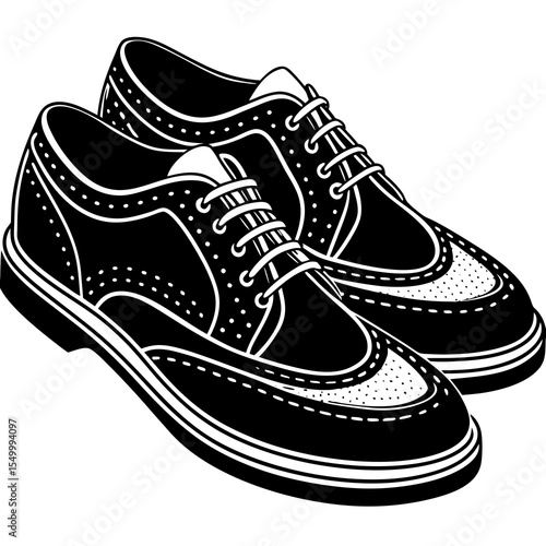 Pair of classic brogue shoes isolated on white background