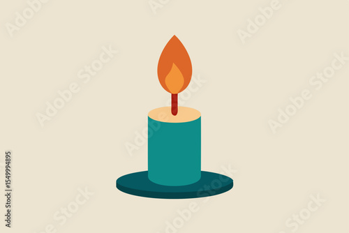 burning candle on a white background