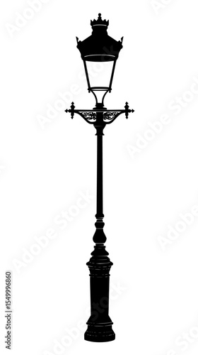 a black silhouette of a lamp with a crown on a lamp post black, crown, lamp, lamp post, lantern, silhouette, street lamp, street light , Generative art.