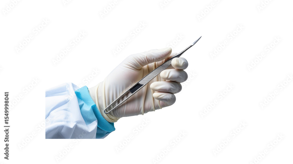 Gloved Hand Holding a Scalpel - Surgical Precision and Sterility Gloved Hand Holding a Scalpel - Surgical Precision and Sterility