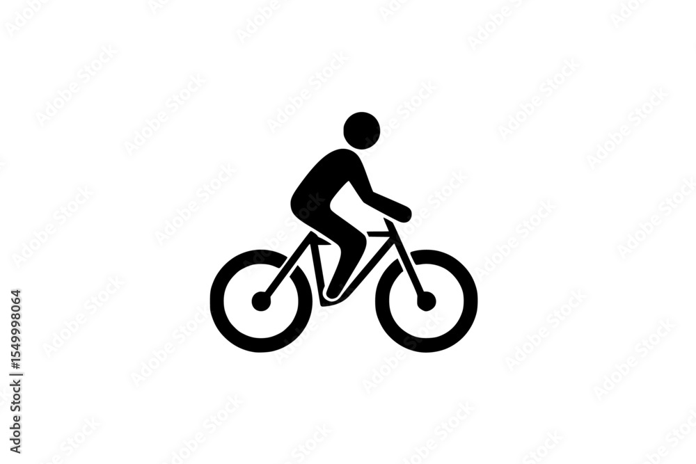 Naklejka premium a black silhouette of a person riding a bike bicycle, bike, black, icon, man, person, ride, silhouette , Generative art.