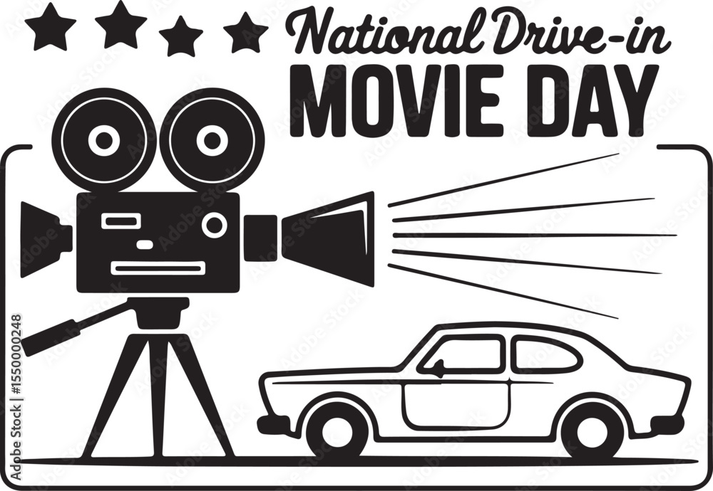 Obraz premium National Drive-in Day Vector Illustration for Nostalgic Events and Promotions