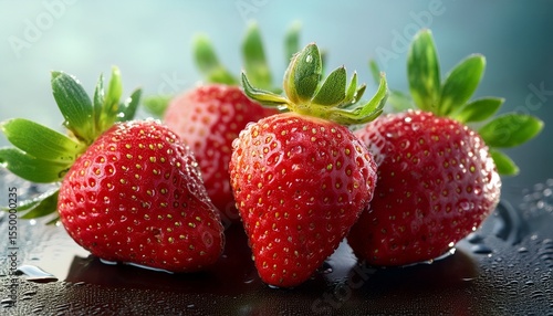 Wallpaper Mural strawberry with dew on surface Torontodigital.ca