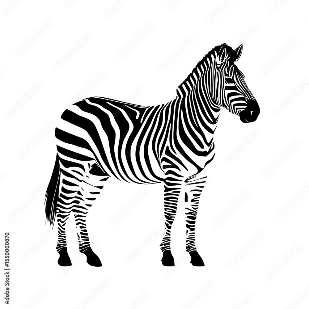 Obraz premium a black and white silhouette of a zebra abstract, black, silhouette, stand, zebra , Generative art.