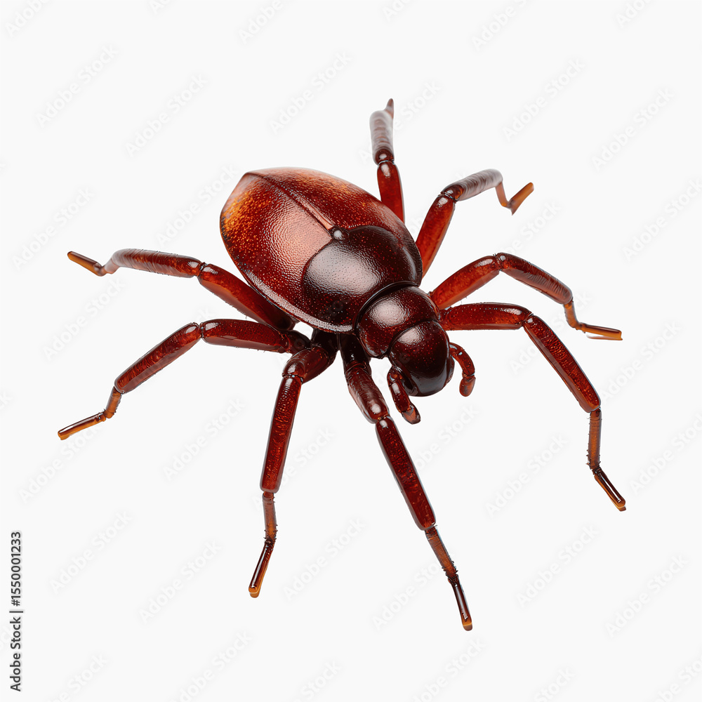 Obraz premium Brown Beetle: A brown beetle with a shiny shell and spindly legs isolated in striking detail.