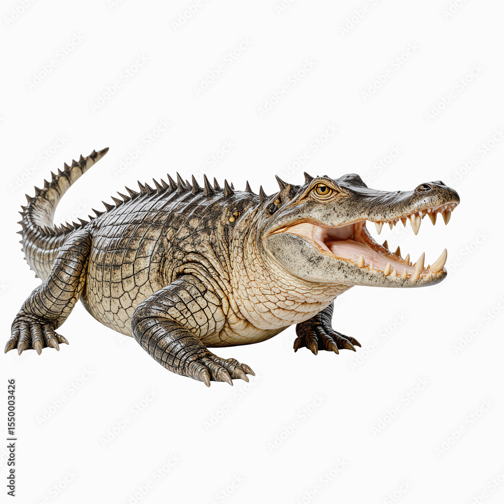 Obraz premium Majestic Alligator: A stunning, detailed shot of an alligator, its rough hide and powerful jaws on full display, capturing the essence of this ancient reptile.