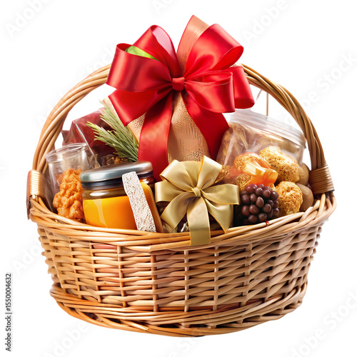 Gourmet Gift Basket isolated on transparent bacckground