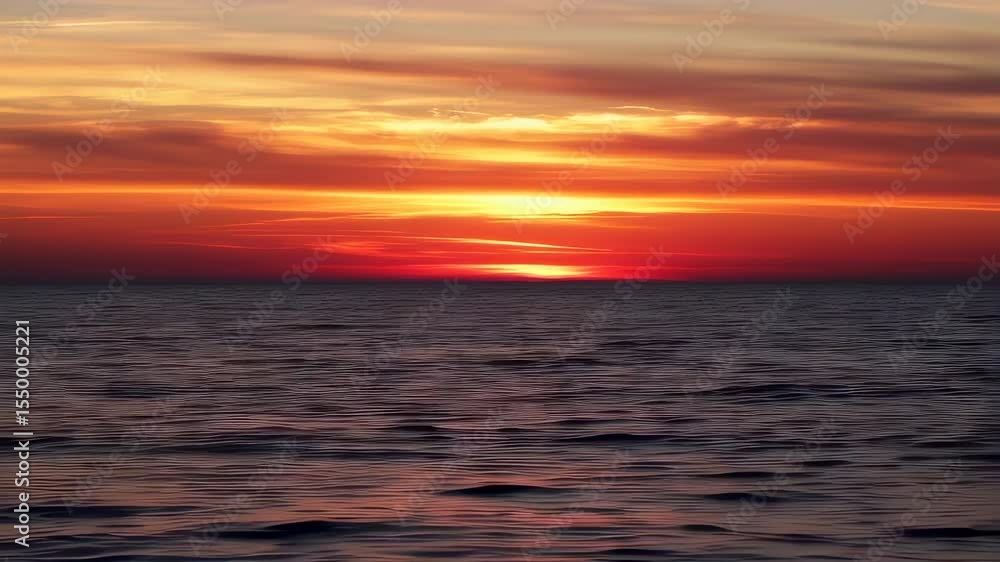 Experience the breathtaking beauty of the sunset over the tranquil ocean horizon Experience the breathtaking beauty of the sunset over the tranquil ocean horizon