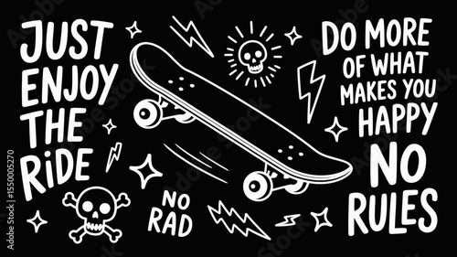 Graffiti Style Skateboarding Icon Set – Urban Street Art, Extreme Sports, and Youth Culture Symbols