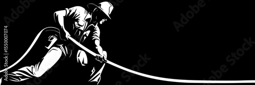 a black and white drawing of a person with a spear art, black, drawing, illustration, man, person , Generative art.