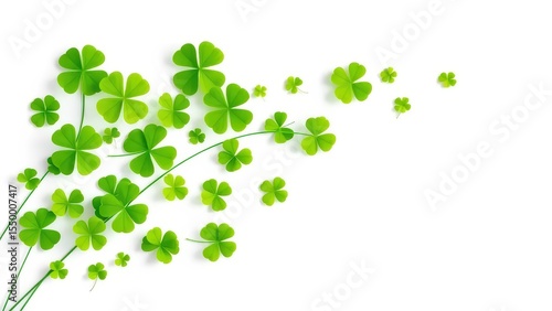 St. Patrick's Day background with a wave of shamrocks white backdrop
