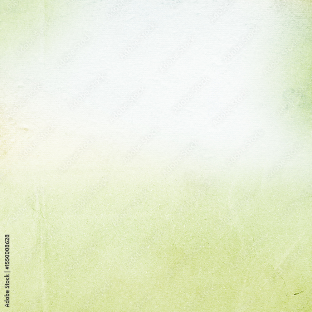Obraz premium Soft green and white watercolor background with gentle gradient, textured paper surface and subtle grunge effect, ideal for spring designs, invitations, posters, scrapbooking, and graphic projects.