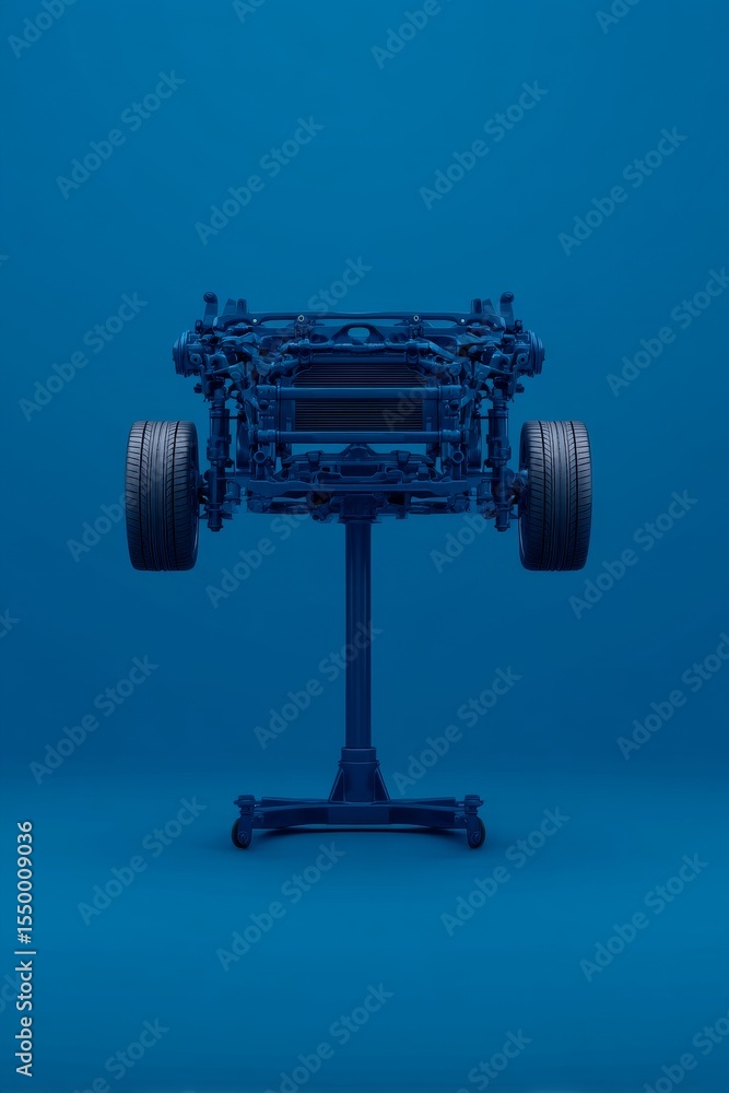 Fototapeta premium Innovative mechanical engineering showcase studio setting digital art minimalist background eye-level viewpoint