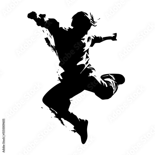 a black and white silhouette of a skateboarder ball, black, man, silhouette, skateboard, skateboarder , Generative art.