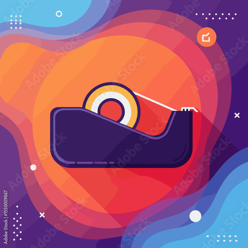 Desk tape dispenser on colorful abstract background  