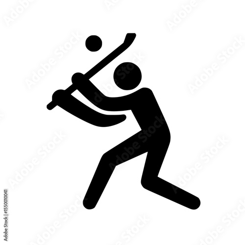 a black silhouette of a baseball player hitting the ball with a bat ball, baseball, baseball bat, baseball player, bat, black, hit, icon, silhouette, style, swinge , Generative art.