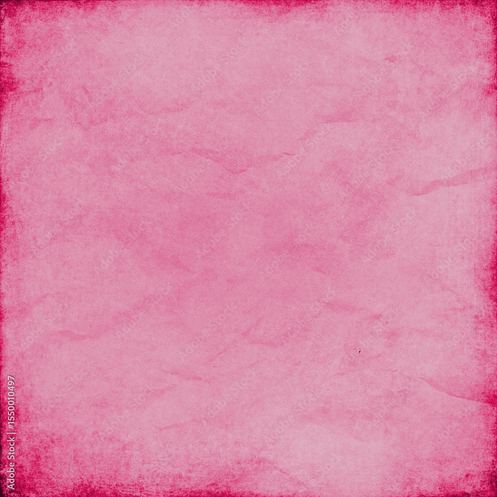 Fototapeta premium Pink grunge textured background with soft distressed paper effect and dark vignette edges, ideal for scrapbooking, invitations, romantic themes, posters, and graphic design projects.