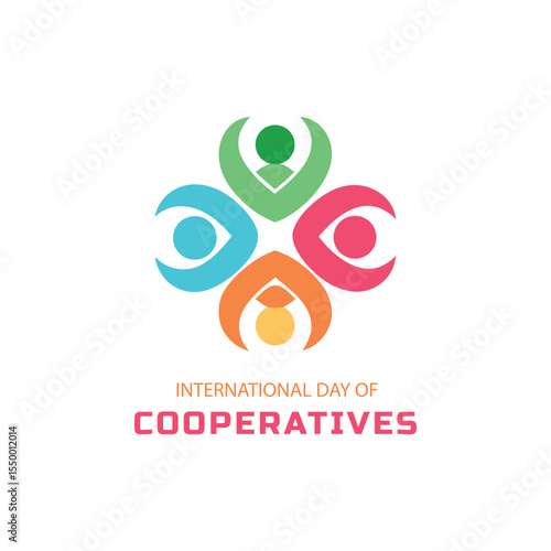 Colorful emblem celebrating the international day of cooperatives promoting teamwork and collaboration