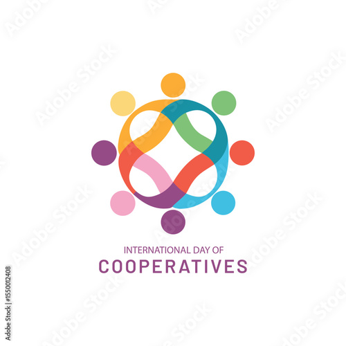Colorful abstract illustration symbolizing the international day of cooperatives on a white background.