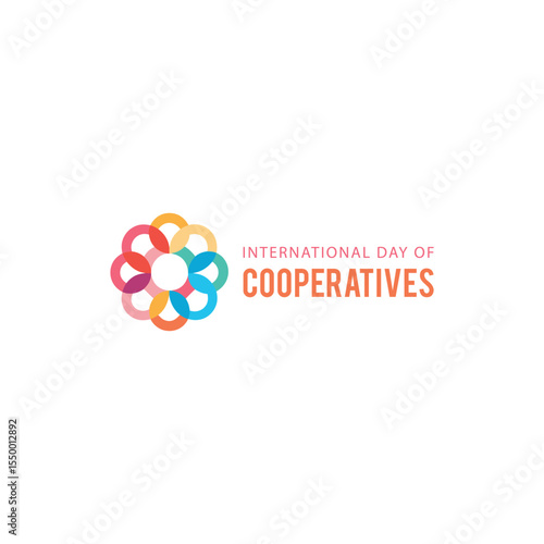 Colorful graphic illustration celebrating the international day of cooperatives with a minimalist design.