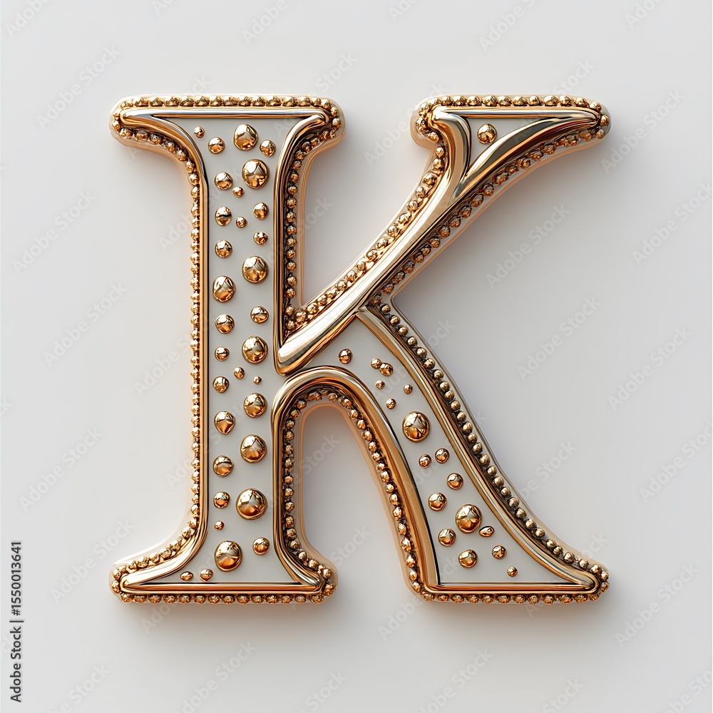Obraz premium Elegant gold and white letter k isolated on white background