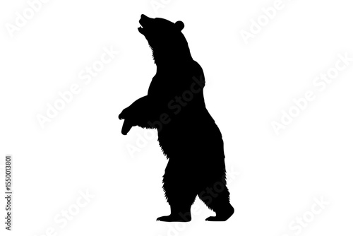 a black silhouette of a bear standing on its hind legs bear, black, dog, leg, silhouette, stand , Generative art.