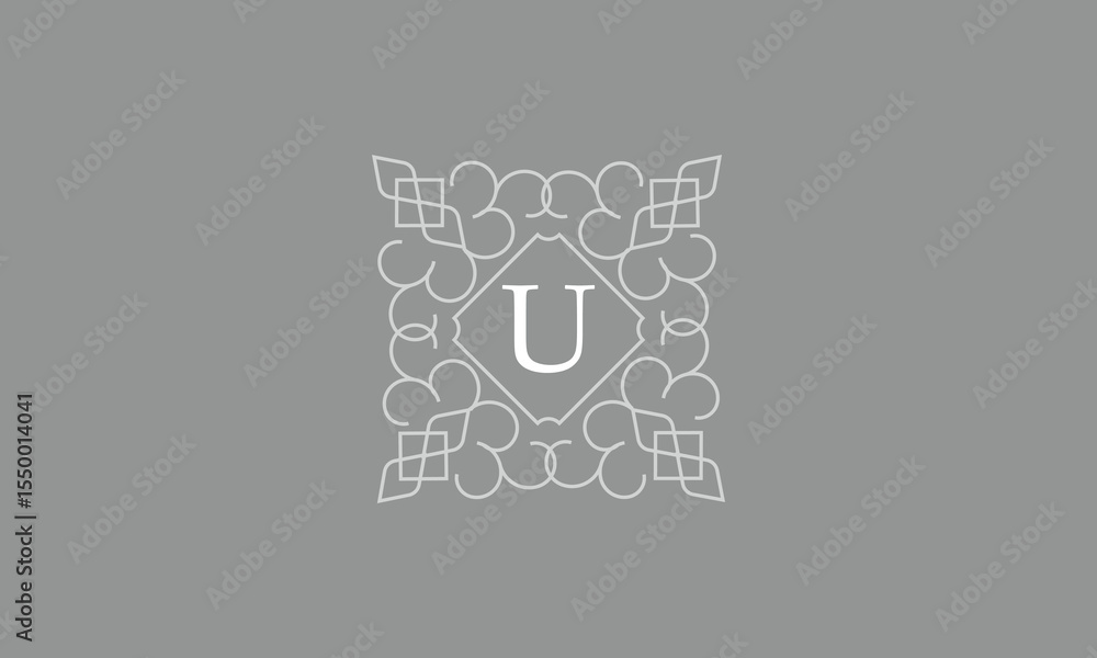 custom made wallpaper toronto digitalElegant logo template for restaurant, boutique, cafe, hotel jewelry, fashion with initial U. Vector floral monogram.
