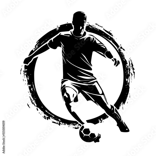 abstract silhouette of a soccer player kicking a ball abstract, ball, illustration, kick, run, silhouette, soccer ball, soccer player , Generative art.
