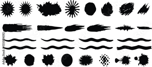 Adobe Illustrator Artwork Abstract black brush strokes on white background
