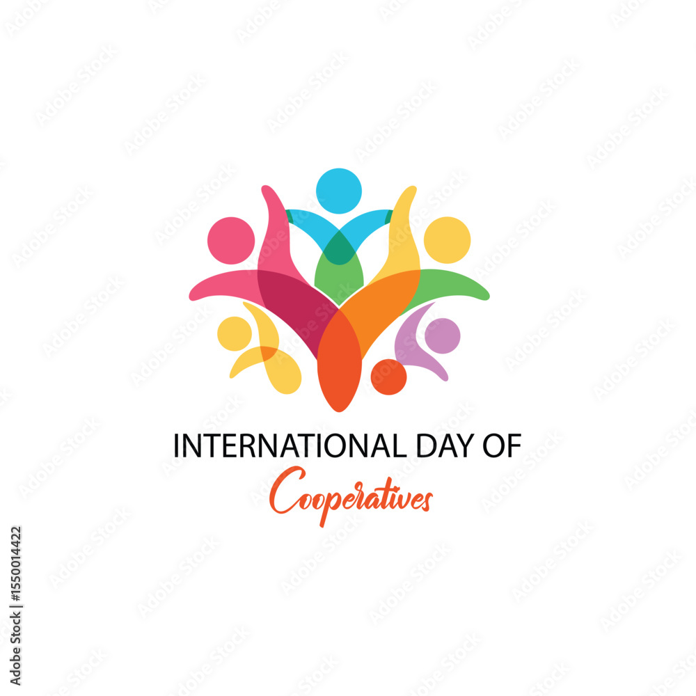 Obraz premium International day of cooperatives colorful illustration showing unity and working together concept