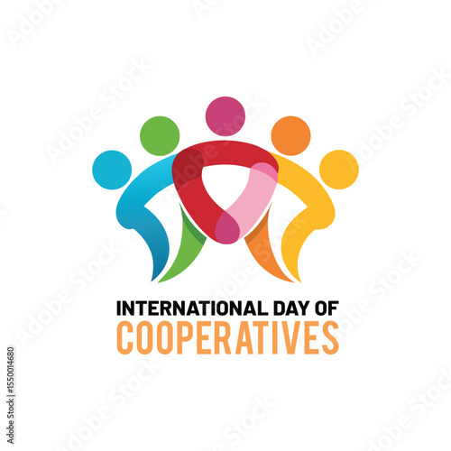 Colorful abstract illustration celebrating the international day of cooperatives with linked figures