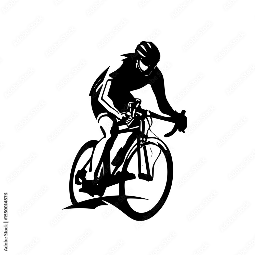 Fototapeta premium a black silhouette of a cyclist riding a bike bicycle, bike, black, cyclist, ride, silhouette , Generative art.