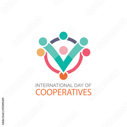 Colorful illustration for international day of cooperatives depicting teamwork and community focus