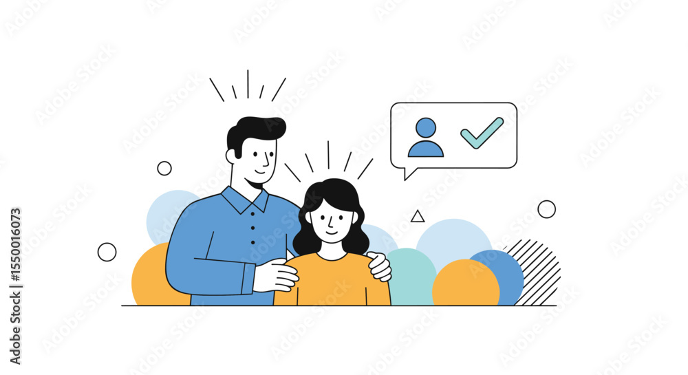 Man and Woman Supporting Each Other During Tough Times Illustration Man and Woman Supporting Each Other During Tough Times Illustration