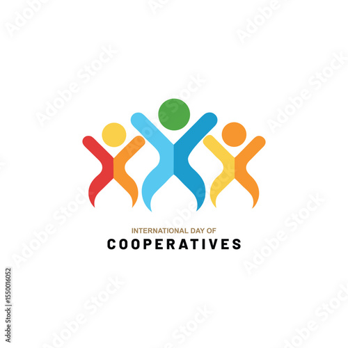 Colorful illustration celebrating the international day of cooperatives with human figure icons