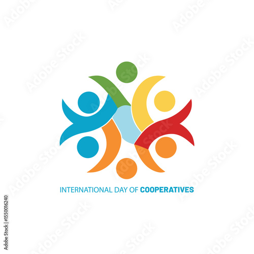 Colorful illustration of international day of cooperatives depicting unity and teamwork